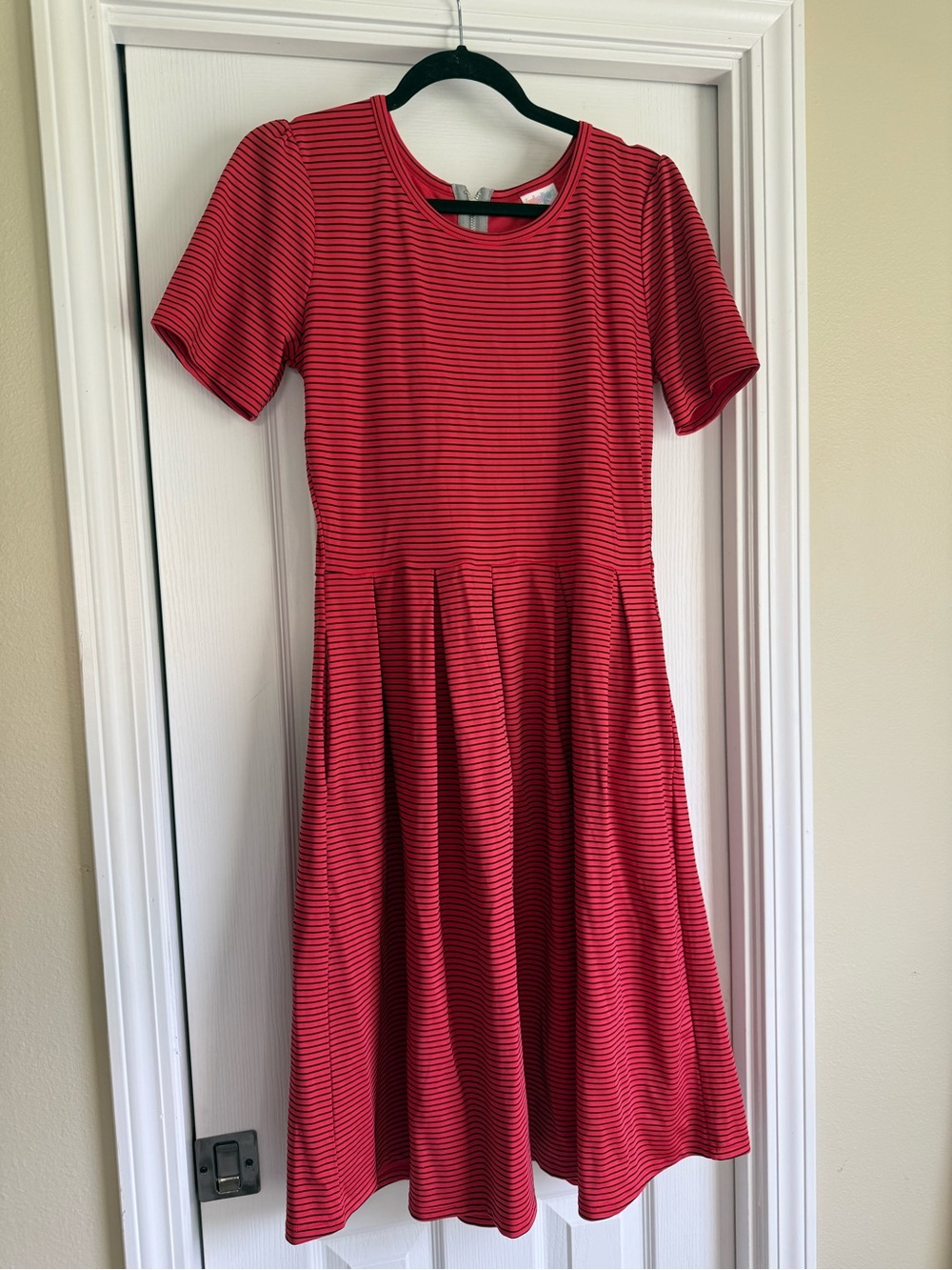 LuLaRoe Red and Black Striped Fit & Flare Dress